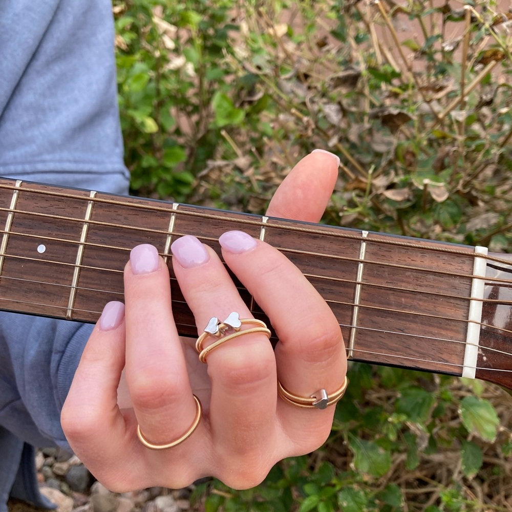 5 band set of rings made from guitar chords